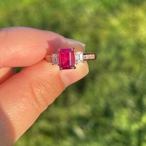 Niassa Ruby and White Zircon Ring